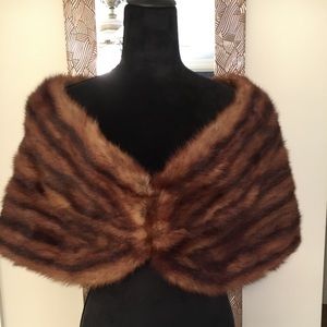 Mink Stole Vintage Bridal Winter Wedding Accessory or Evening wear.